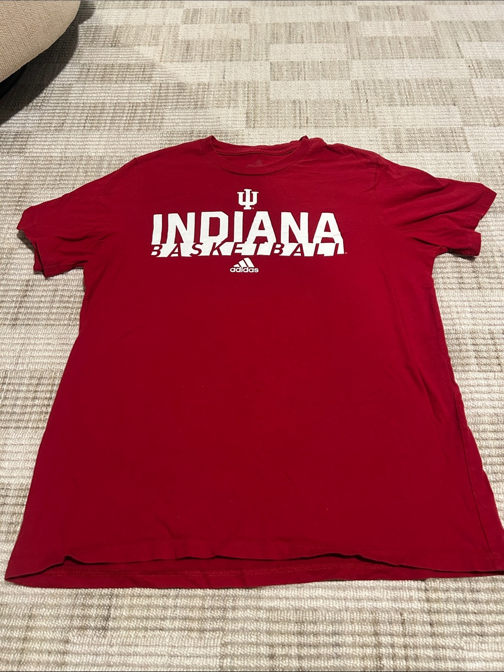 adidas Men's Indiana Basketball Red Tee with White Logo
